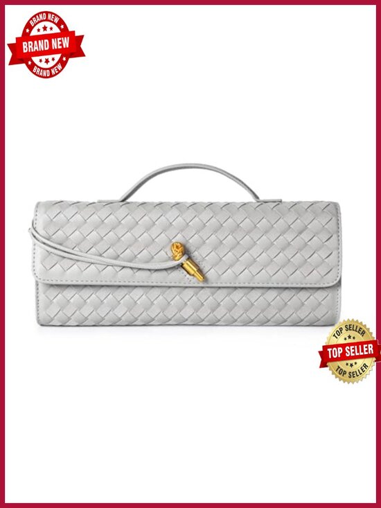 Handbags - Woven Vegan Leather & Suede Evening Clutch Crossbody Bag